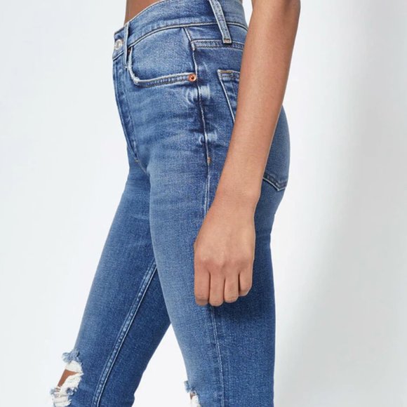 RE/DONE Comfort Stretch Ankle Crop in Dusk Destroy - Picture 4 of 5